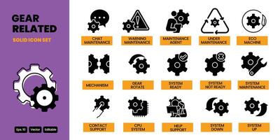 gear concept related solid black icon design good for web and mobile app vector