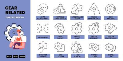 gear concept related thin outline icon design good for web and mobile app vector