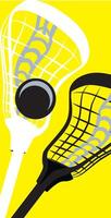 template for logo two lacrosse sticks and a ball on a yellow backing. vector