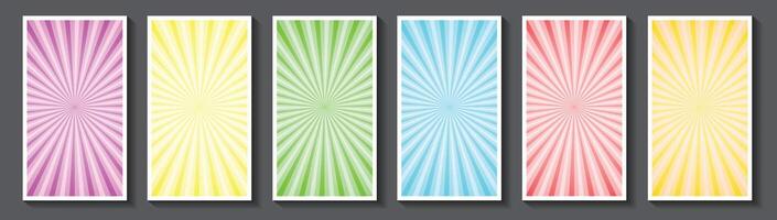 Banner set with abstract colorful sunburst rays vector