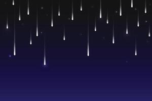 Shooting stars, the light of a falling meteorite or a comet in the sky of the galaxy. Illustration space. Gradient background with black and blue color. vector