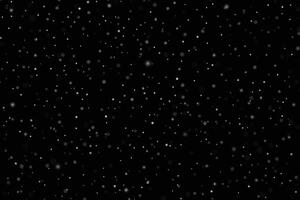 White snow on black background. Winter abstract texture with falling snow. Splash spray dust design for Christmas card, Happy New Year pattern. Confetti border template vector