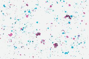 Colorful explosion of confetti. Grainy glitter and sprinkles. Abstract white background with pink and blue color circles. vector