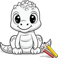 cute dinosaur with pencil and eraser isolated on a white background vector
