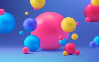 A vibrant and colorful 3D abstract spheres and balls. The design showcases a modern and creative concept with a gradient background. Perfect for posters, banners, and creative projects. Not AI. vector