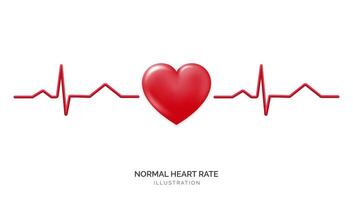 3d Red heart rate graph, symbolizing cardiology and health monitoring. Electrocardiography, cardiac health, and medical exams. Monitoring heart conditions, promoting healthy lifestyles. Not AI. vector