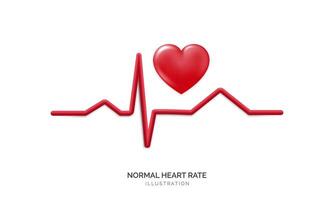 3d Red heart rate graph, symbolizing cardiology and health monitoring. Electrocardiography, cardiac health, and medical exams. Monitoring heart conditions, promoting healthy lifestyles. Not AI. vector