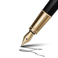 3D black luxury ink pen with a nib, perfect for signing documents in business and office settings. Ideal for calligraphy, education, and handwriting, it exudes elegance and classic style. Not AI. vector