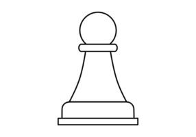 Hand drawn cute outline illustration of pawn. Flat chess figure in line art doodle. High ambitions. Strategy or intelligence icon. Success in competition. Tactic thinking. Board game. Isolated. vector