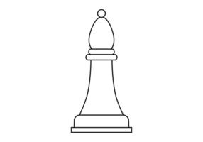 Hand drawn cute outline illustration of bishop. Flat chess figure in line art doodle. High ambitions. Strategy intelligence icon. Success in competition. Tactic thinking. Board game. Isolated. vector