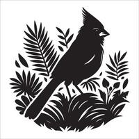 A Northern cardinal bird in a tropical jungle setting illustration vector