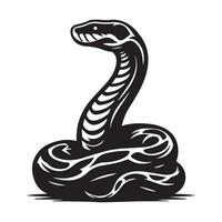 Python snake illustration in black and white vector