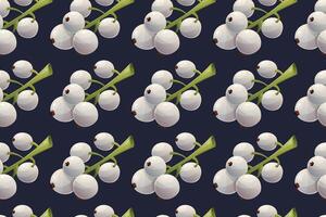 Branch with wild white currant berries. seamless cartoon pattern. vector
