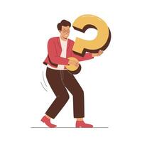 Man carrying a big question mark vector