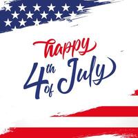 4th of July Happy Independence Day greeting card with grunge US flag frame. vector