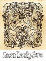 Lust. Latin word Luxuria means Passion, sexual desire. Seven deadly sins concept on texture background vector