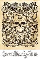 Greed. Latin word Avaritia means Avarice. Seven deadly sins concept on texture background vector