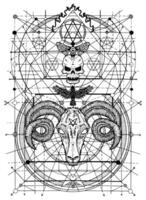 Graphic illustrations with symbols of death and devil signs vector