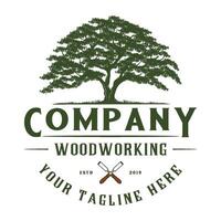 vintage oak logo design. the concept of a big tree with shady leaves for construction, housing, education and others. vector