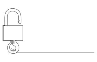 Padlock in one continuous line drawing. Isolated on white background illustration. Pro vector