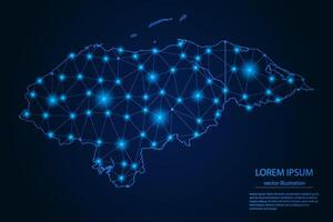 Abstract image Honduras map - With Blue Glow Dots And Lines On Dark Gradient Background, 3D Mesh Polygon Network Connection. vector