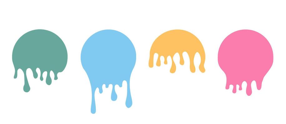 Set of drip labels. Paint drip stickers.