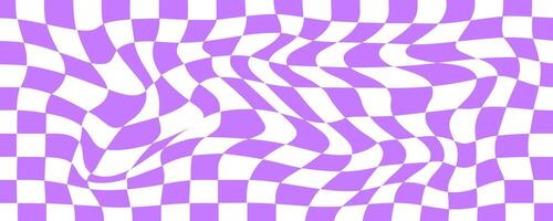 Pattern retro psychedelic checkerboard. Twisted and distorted trendy texture. Y2k aesthetic design. Groovy hippie background vector