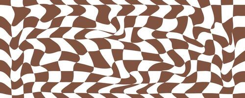 Pattern retro psychedelic checkerboard. Twisted and distorted trendy texture. Y2k aesthetic design. Groovy hippie background vector