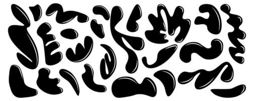 Set of liquid abstract organic blob shapes. Wavy elements bubbles and drops. Trendy liquid forms y2k style vector