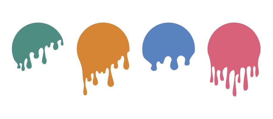 Set of drip labels. Paint drip stickers.