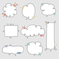 collection set of speech bubble balloon, think speak talk text box banner vector