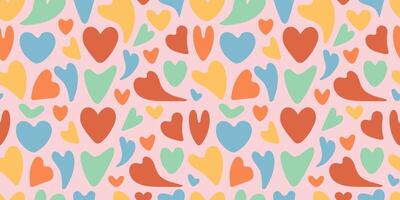 Groovy hearts seamless pattern vector