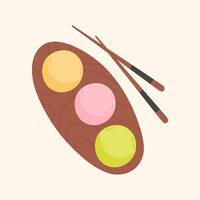 Mochi deserts on a wooden board vector