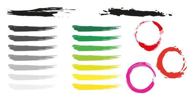 Brushes of different colors. Round brush strokes. Set of brushes. vector