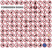 Various prohibition signs. Useful and necessary red prohibited signs. graphics. vector