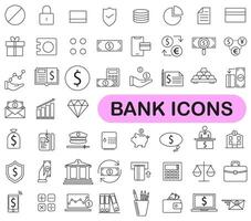 Bank interface. Icons are used in banking. Banking thin line icons set. vector