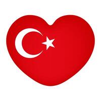Heart icon in the colors of the Flag of Turkey, isolated on a clear background. Red heart with star and crescent vector