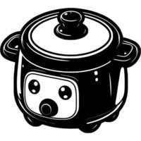 Multicooker pressure cooker in monochrome. Pressure cooking device. Simple minimalistic in black ink drawing on white background vector