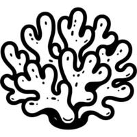 Branchy deep sea coral in monochrome. Plants and animals of ocean. Simple minimalistic in black ink drawing on white background vector