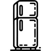 Closed refrigerator doodle icon. Device for food storage. Simple minimalistic symbol in black on white background vector