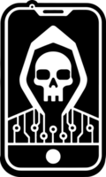 Silhouette of hacker warning isolated on transparent background png