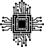 Silhouette of AI Processor isolated on transparent background png