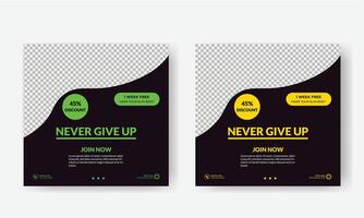 Social media post template design for Gym, Fitness, Workout, and Sports. Editable modern abstract banner with place for the photo. Usable for social media, banner , and website. vector