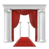 Generated AI Red Stage Curtain with Arch Entrance on transparent background. png