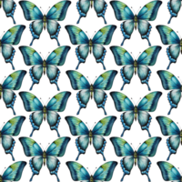 A blue and green butterfly pattern The butterflies are arranged in a way that creates a sense of movement and harmony. The colors of the butterflies. png