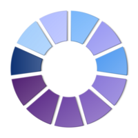 Blue tone circle infographic with 11 steps, process or options. Presentation slide template. png