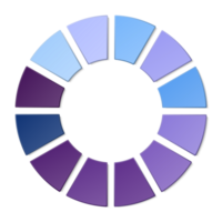 Blue tone circle infographic with 12 steps, process or options. Presentation slide template. png