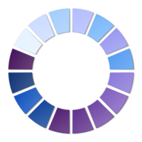 Blue tone circle infographic with 16 steps, process or options. Presentation slide template. png