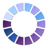 Blue tone circle infographic with 14 steps, process or options. Presentation slide template. png