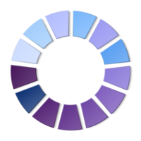 Blue tone circle infographic with 13 steps, process or options. Presentation slide template. png
